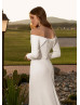 Off Shoulder Ivory Satin Corset Back Charming Wedding Dress